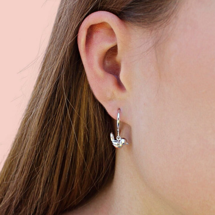 Silver & Rose Gold Robin Drop Earrings