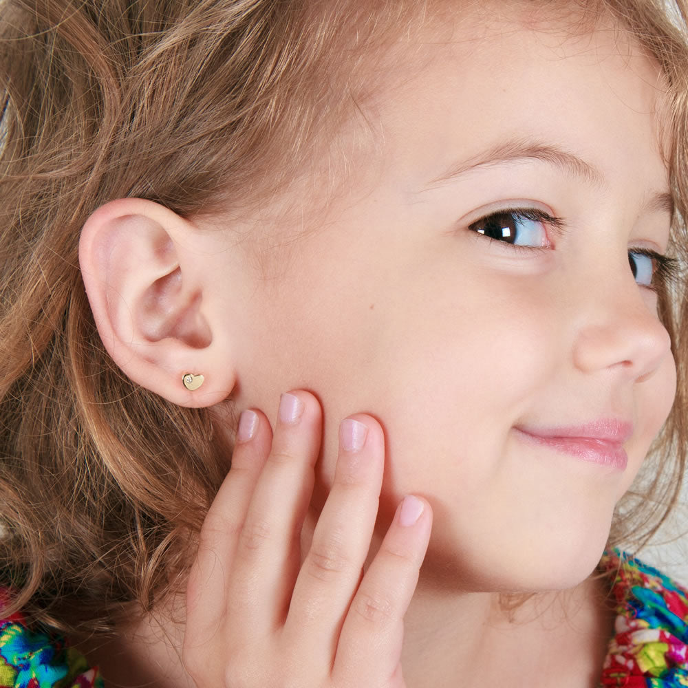 Children's 9ct Gold Heart Stud Earrings