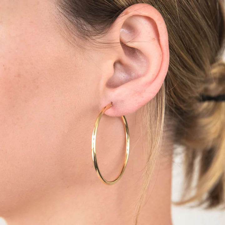 9ct Gold Classic Hoop Earrings 40mm