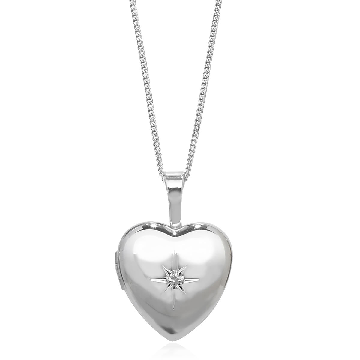 Silver hot sale diamond locket