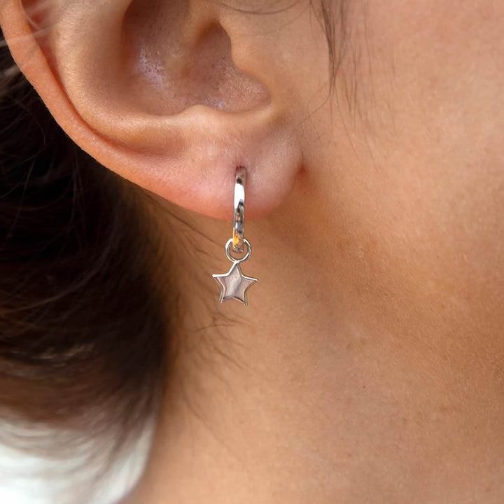 Silver Star Charm Huggie Earrings