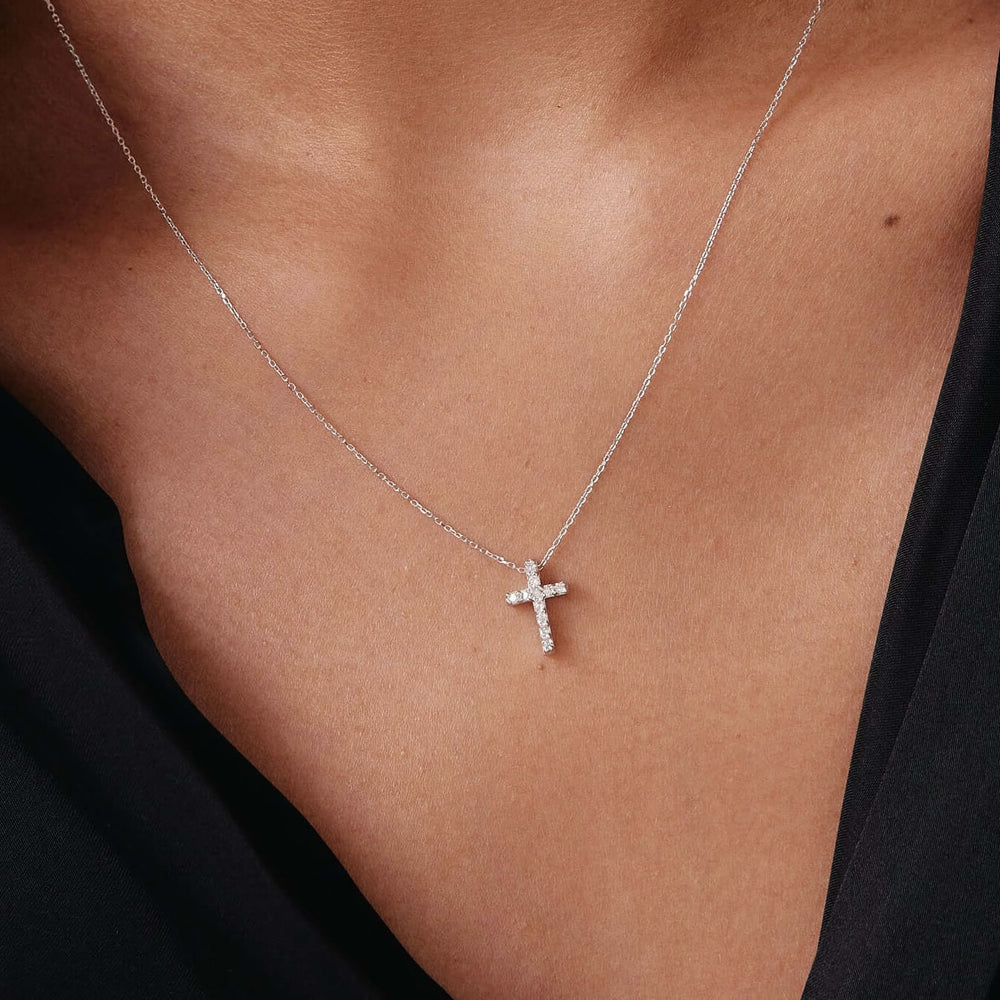 Silver Cubic Zirconia Cross Pendant