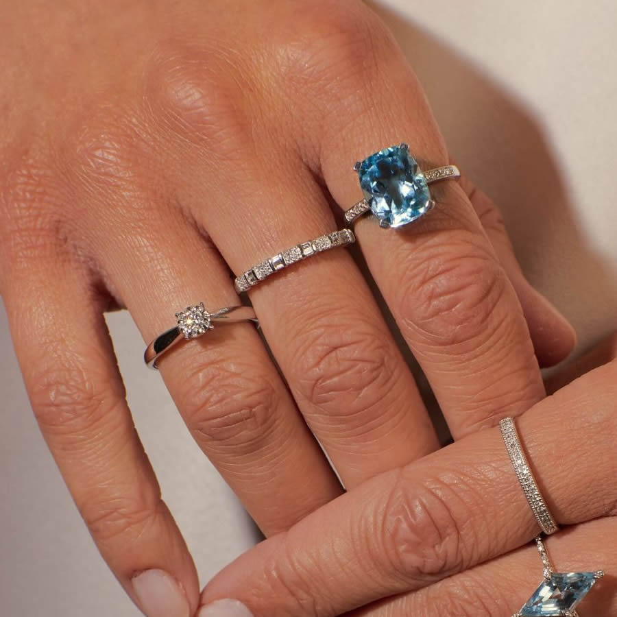 9ct White Gold Diamond Engagement Ring