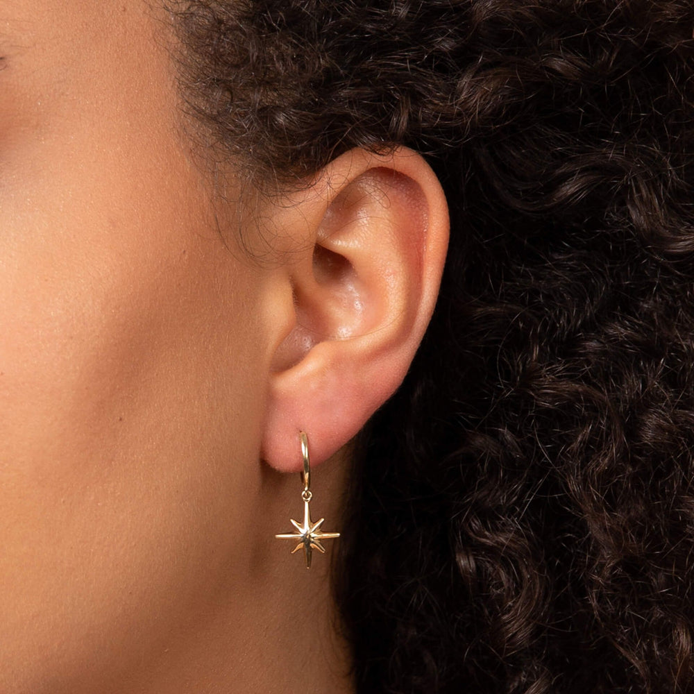 9ct Gold Starburst Hoop Earrings