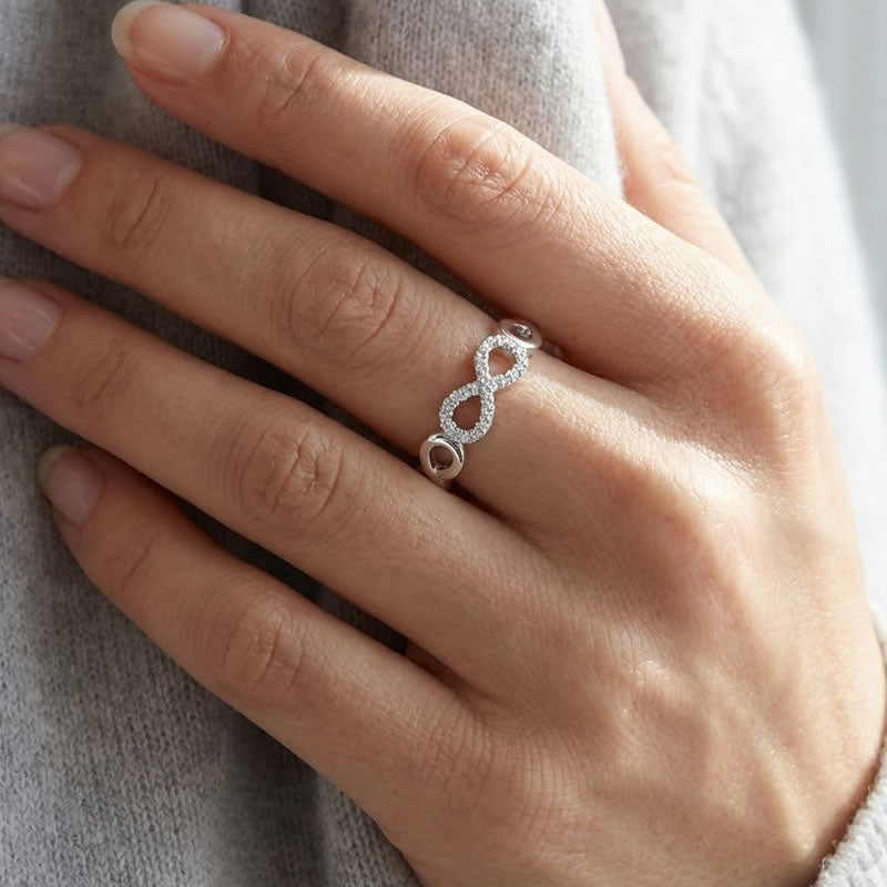 Silver Cubic Zirconia Forever Infinity Band Ring