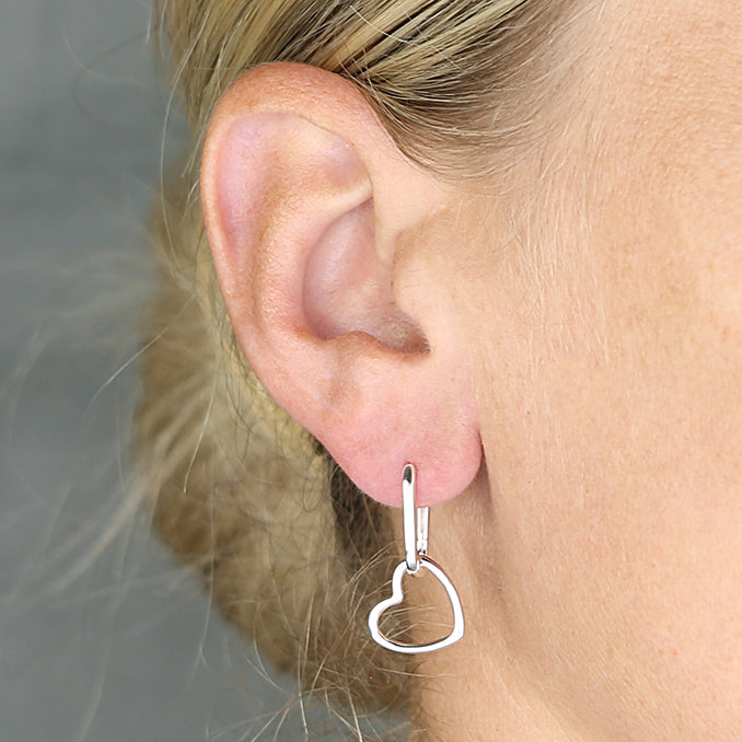Sterling Silver U-Heart Hoop Earrings