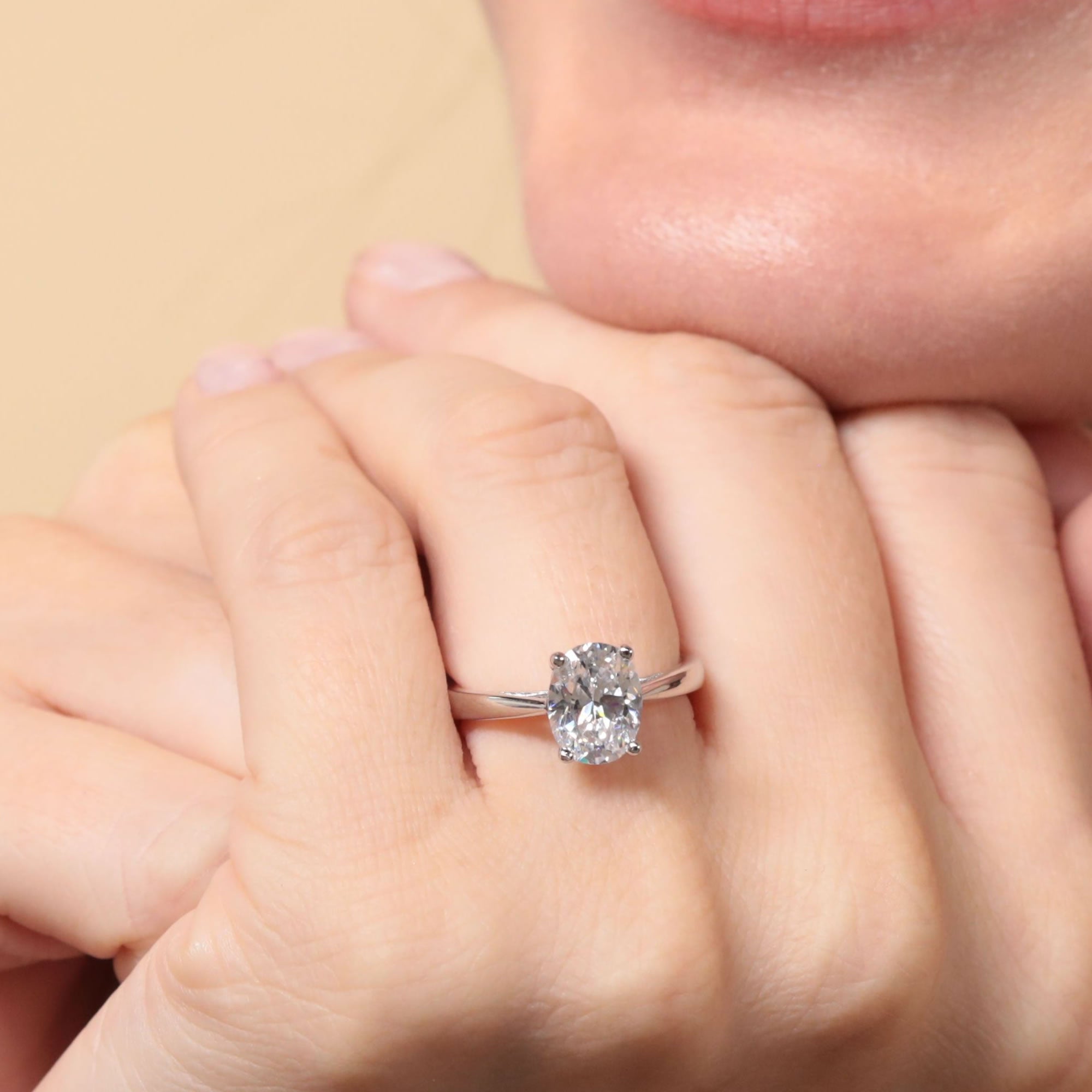 Silver diamond clearance solitaire rings