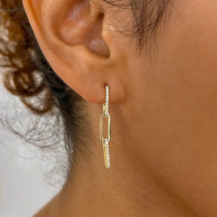 18ct Gold Plated Oval Chain Link Drop Earrings