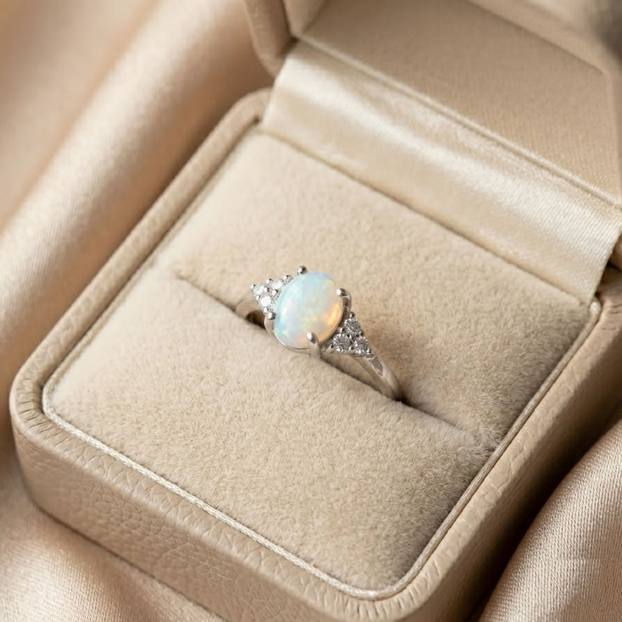 Silver Oval Opalite Ring