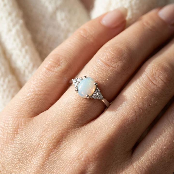 Silver Oval Opalite Ring