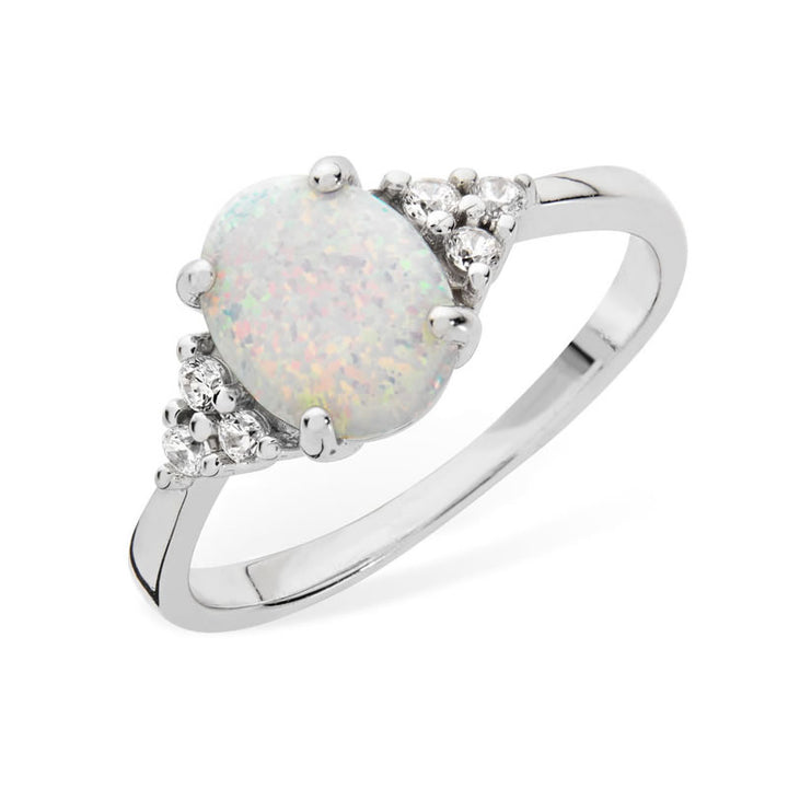 Silver Oval Opalite Ring