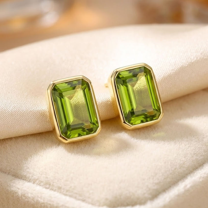 9ct Gold Octagonal Peridot Earrings