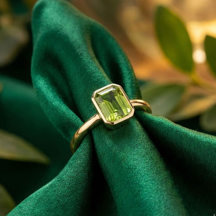 9ct Gold Octagonal Peridot Ring