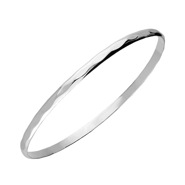 Sterling Silver Pain Hammered Bangle