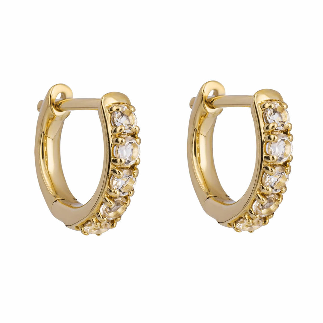 9ct Gold Topaz Huggie Hoop Earrings