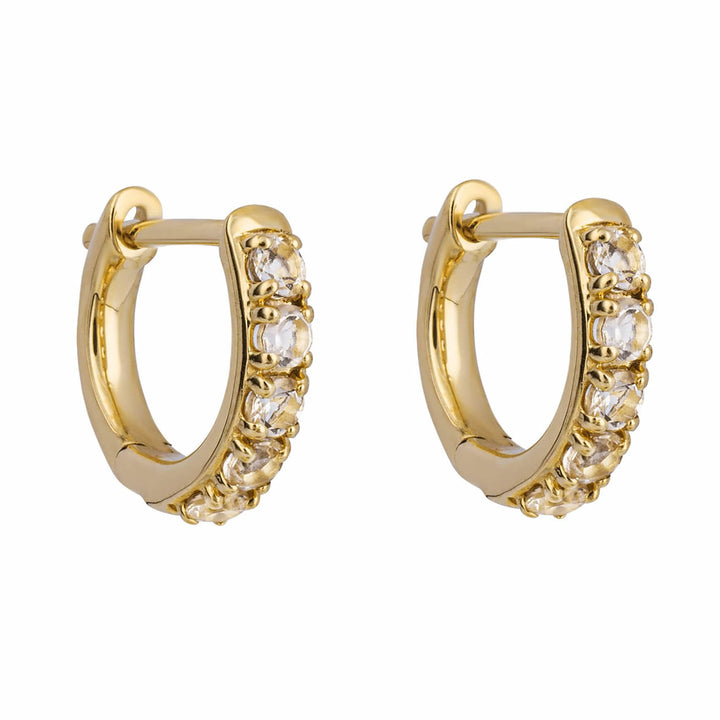 9ct Gold Topaz Huggie Hoop Earrings