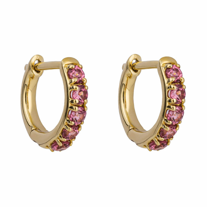 9ct Gold Rhodolite Garnet Huggie Hoop Earrings