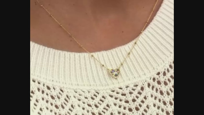 9ct Gold Rainbow Heart Bead Necklace