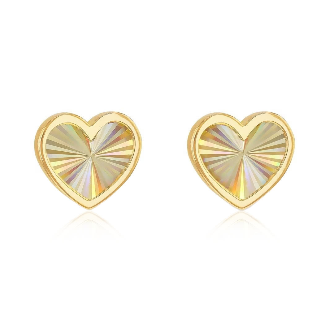 9ct Gold Rainbow Heart Stud Earrings