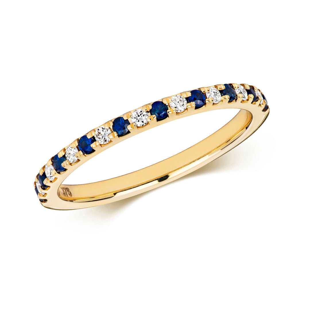 9ct Gold Sapphire & Diamond Slim Eternity Ring