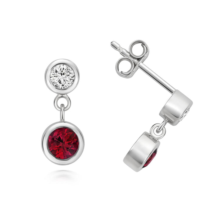 Silver Lab Ruby & Diamond Earrings
