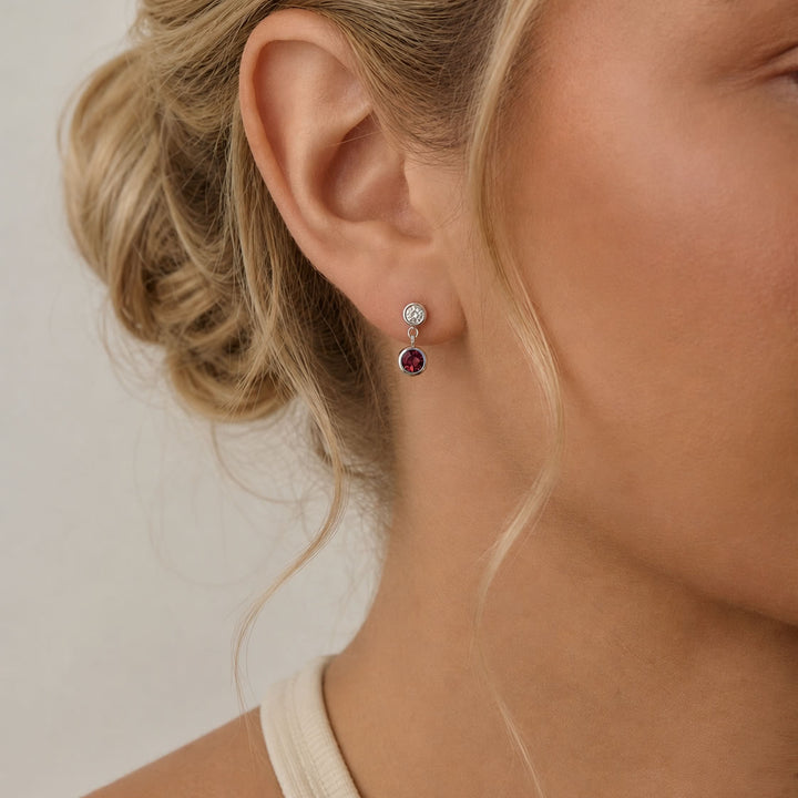 Silver Lab Ruby & Diamond Earrings