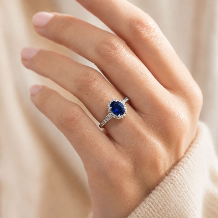 Silver Lab Created Diamond Sapphire Ring