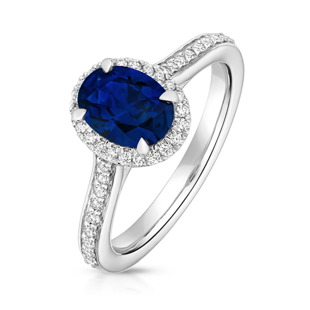 Silver Lab Created Diamond Sapphire Ring