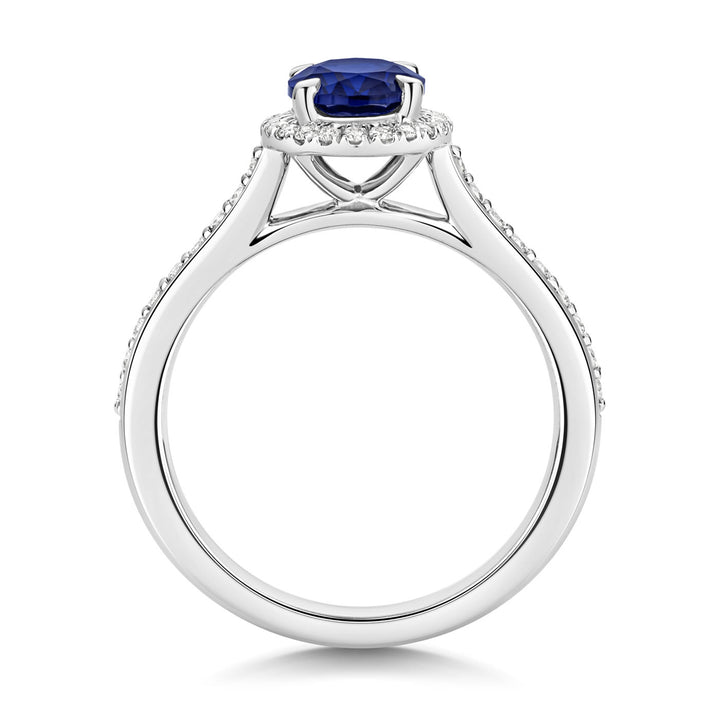 Silver Lab Created Diamond Sapphire Ring