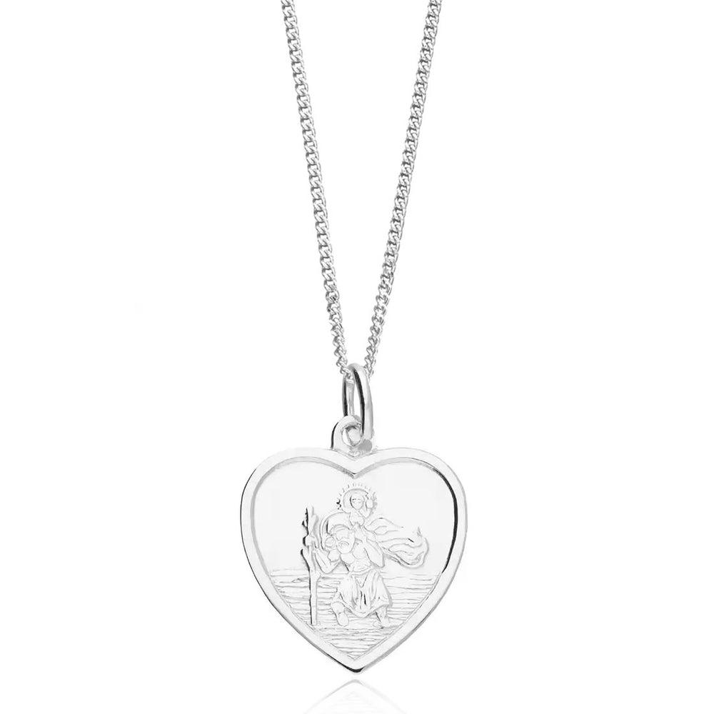 Children's Silver St Christopher Heart Pendant