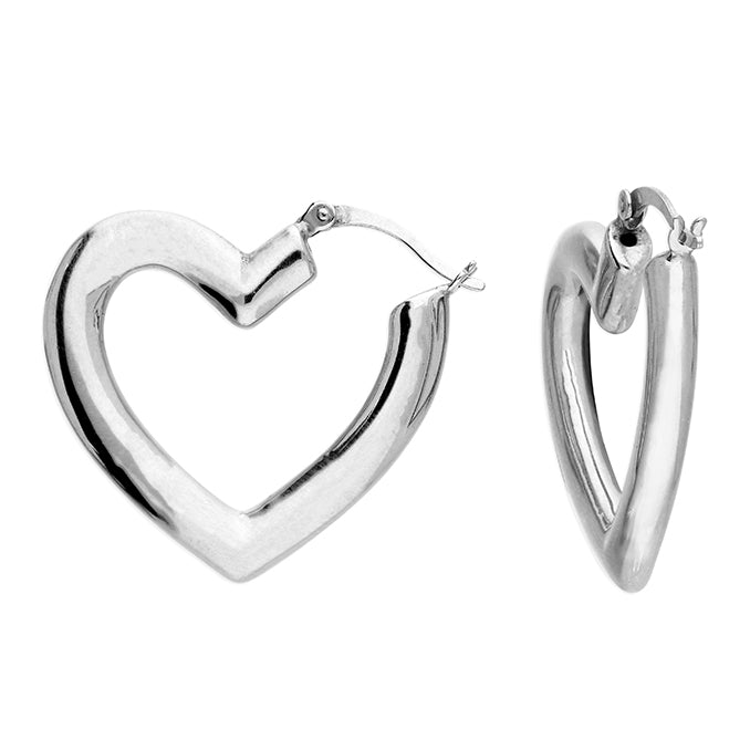 Sterling Silver Heart Hoop Earrings