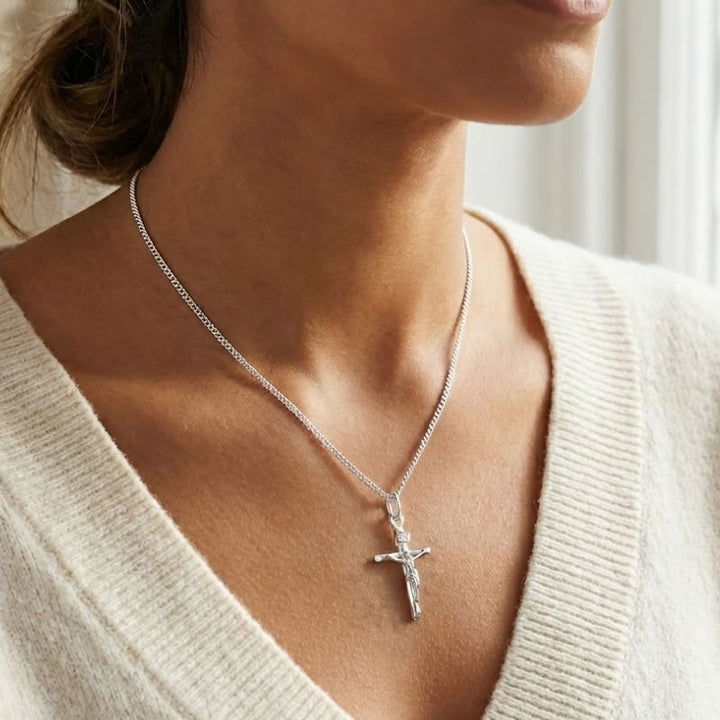 Women's Silver Crucifix Cross Pendant