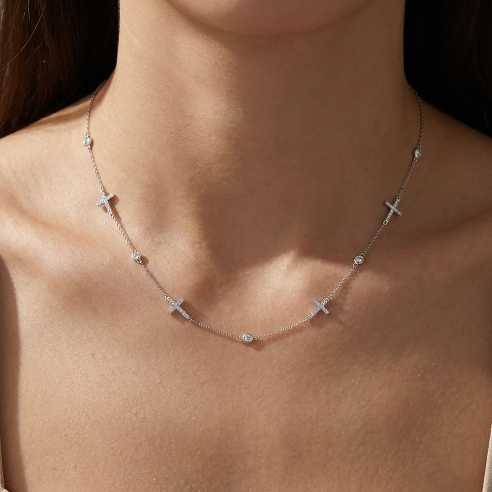 Sterling Silver Cross Station Chain