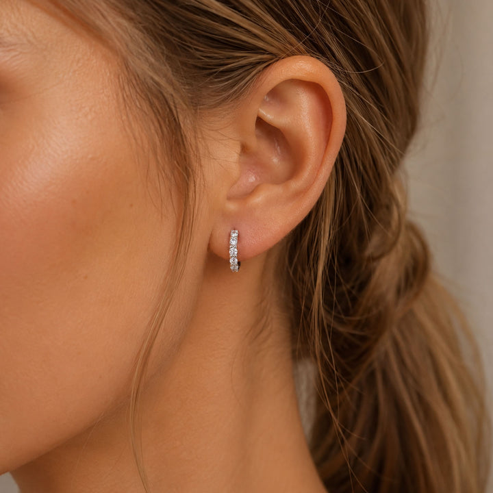 Silver Small Cubic Zirconia Hoop Earrings