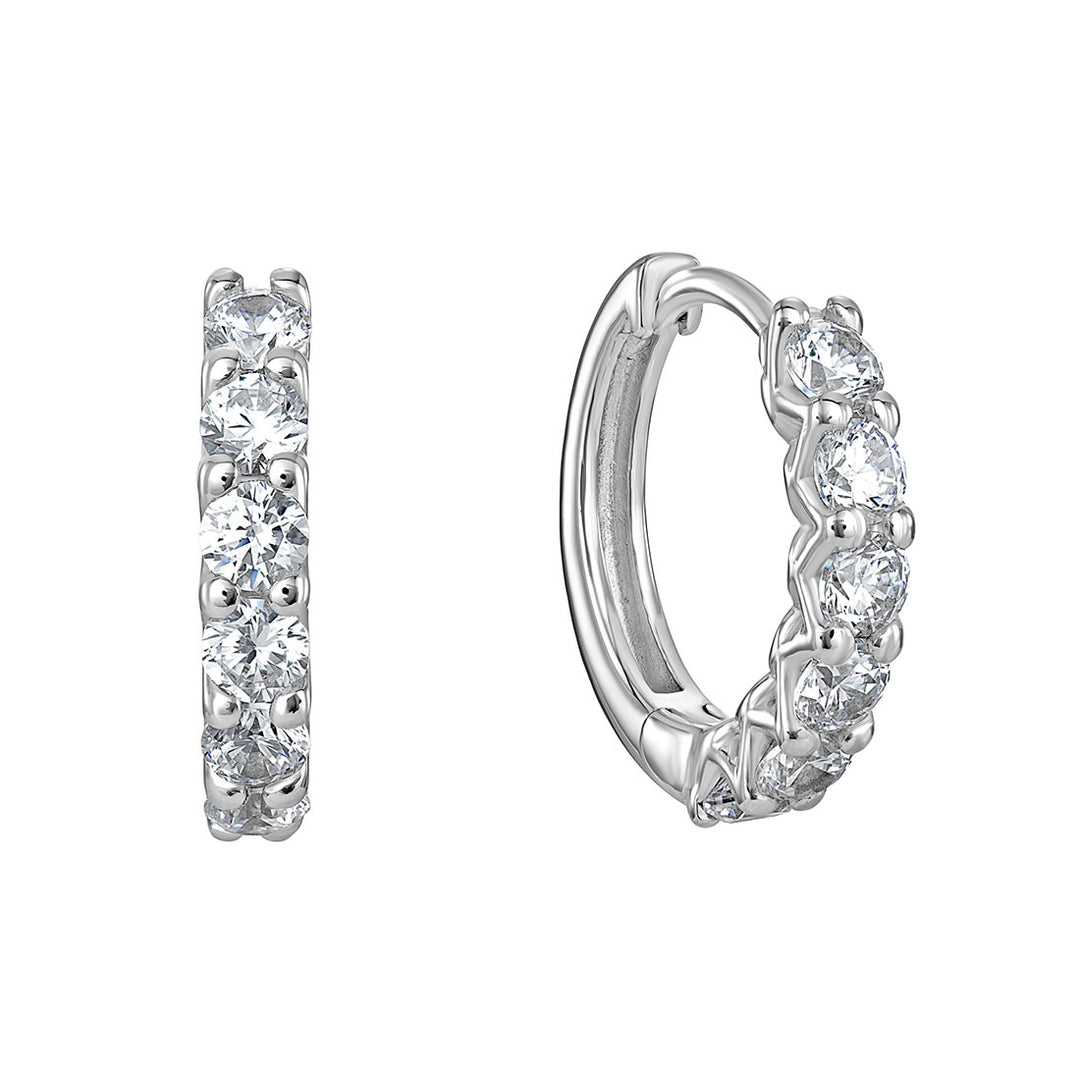 Silver Small Cubic Zirconia Hoop Earrings