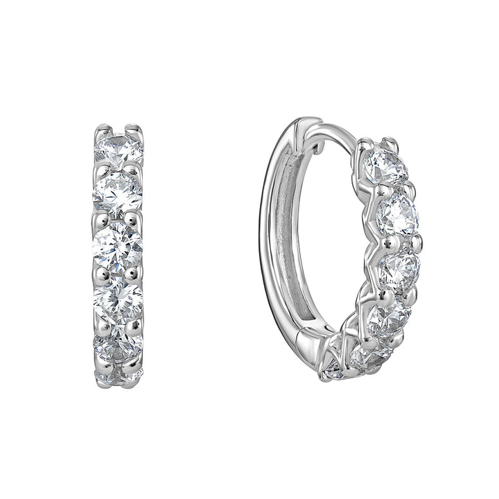 Silver Small Cubic Zirconia Hoop Earrings