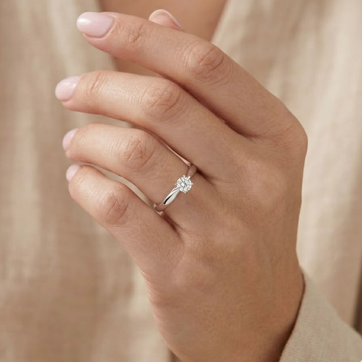 Silver Lab Created Diamond Engagement Ring