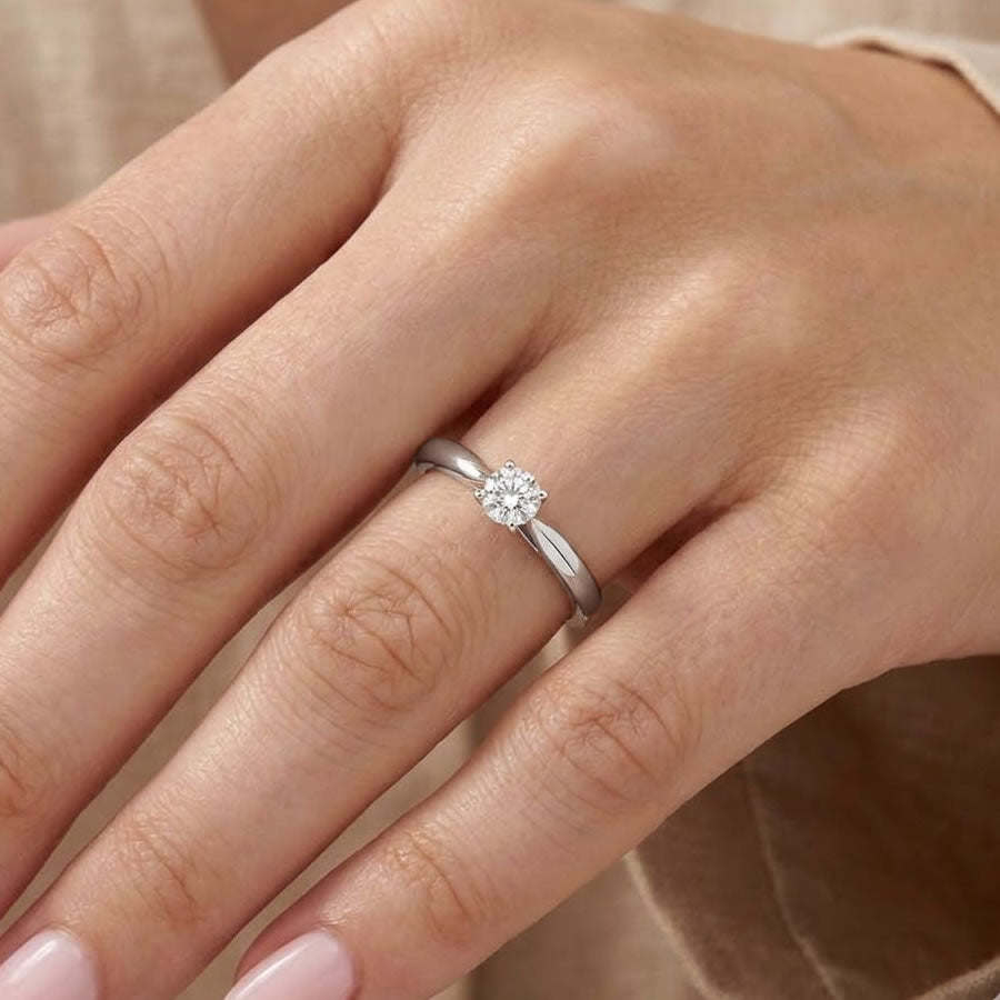 Silver Lab Created Diamond Engagement Ring