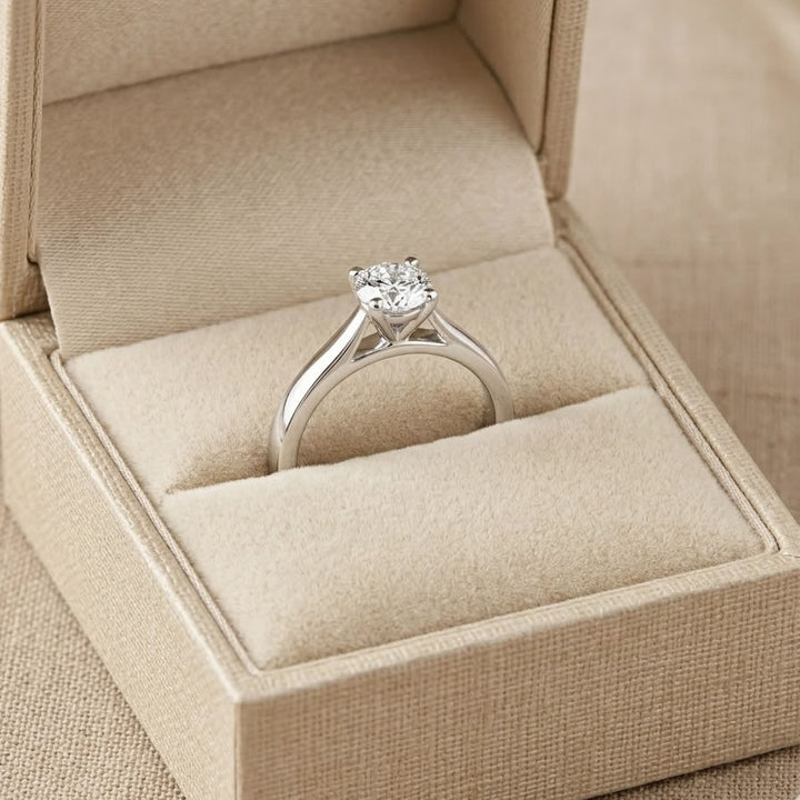 Silver Lab Created Diamond Engagement Ring