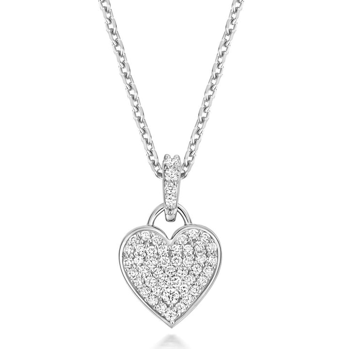 Silver Lab Diamond Heart Necklace