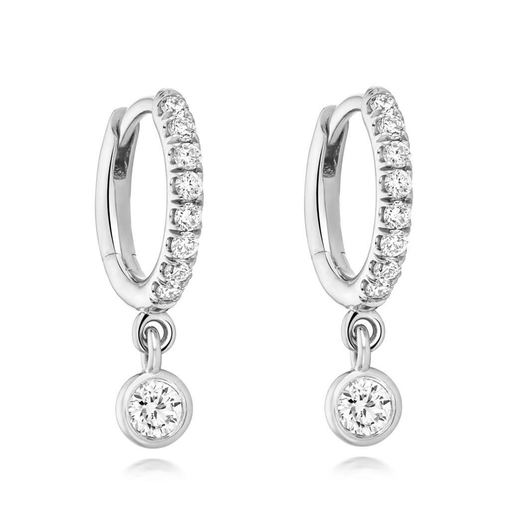 Silver Lab Diamond Hoop Earrings