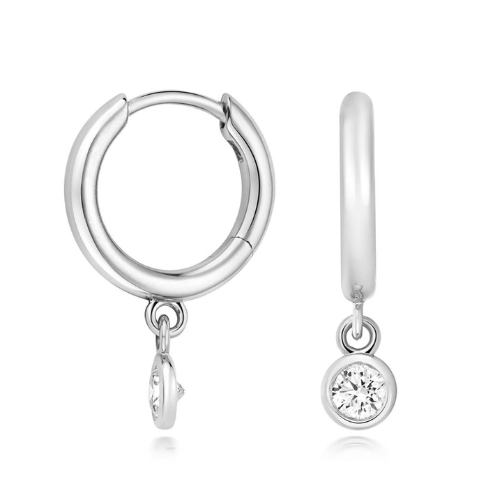 Silver Lab Diamond Hoop Earrings