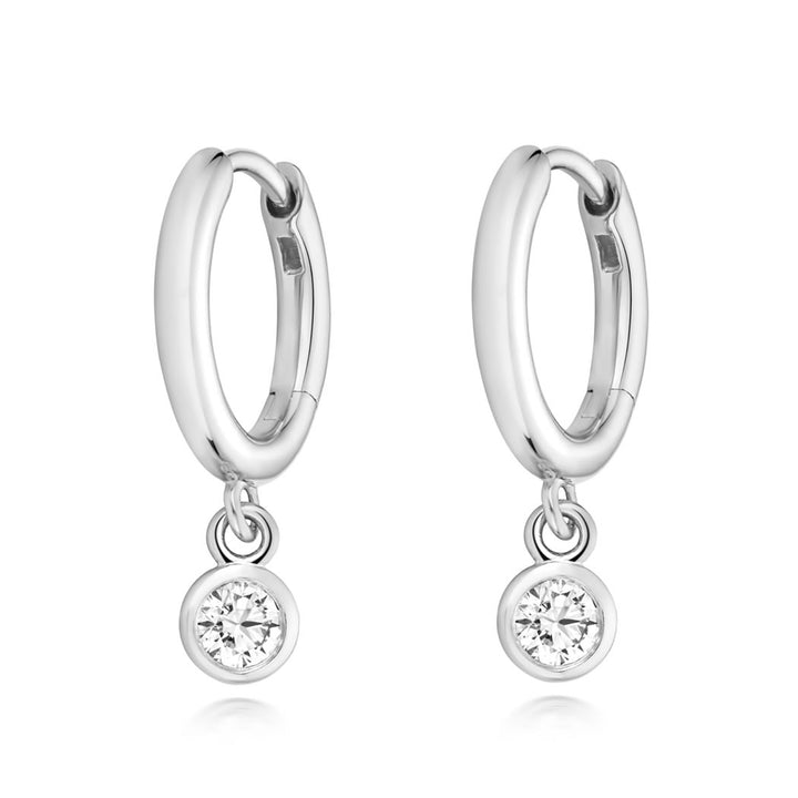 Silver Lab Diamond Hoop Earrings