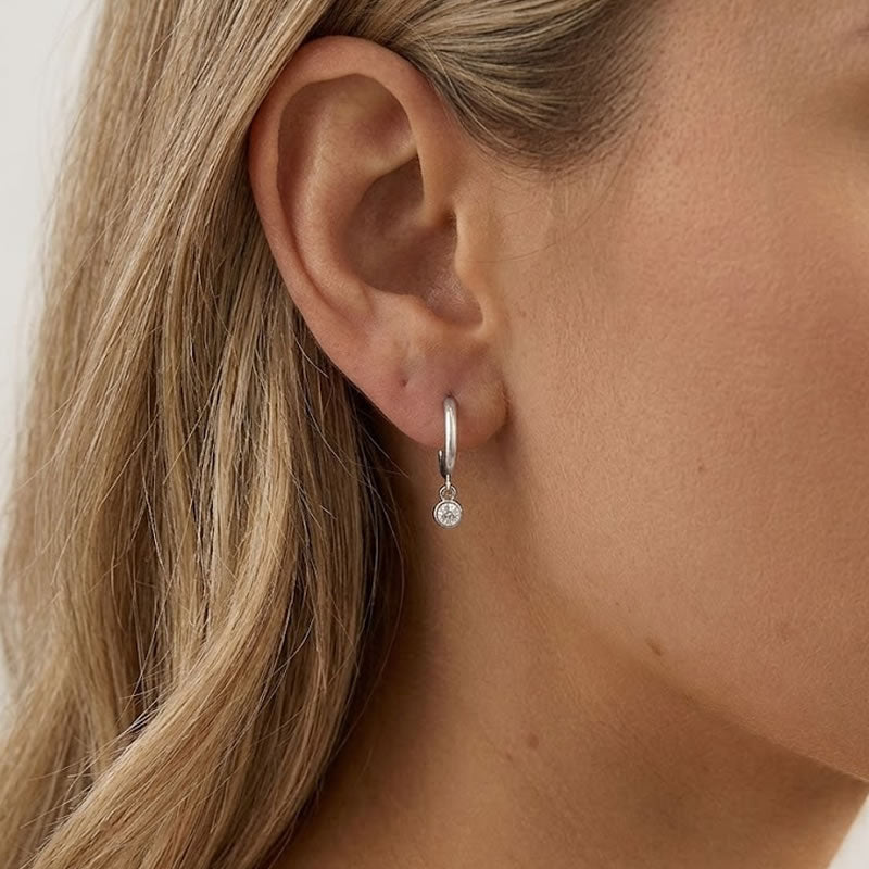 Silver Lab Diamond Hoop Earrings