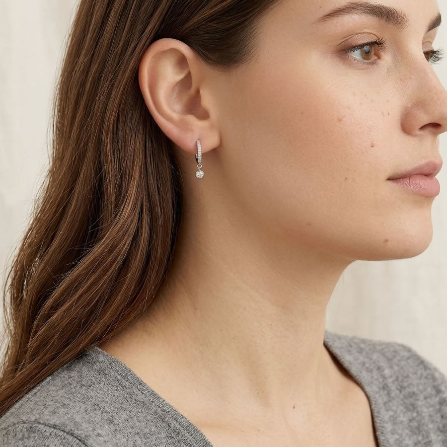 Silver Lab Diamond Hoop Earrings