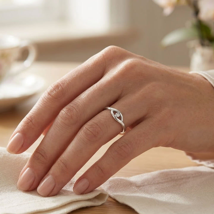 Silver Diamond Crossover Ring