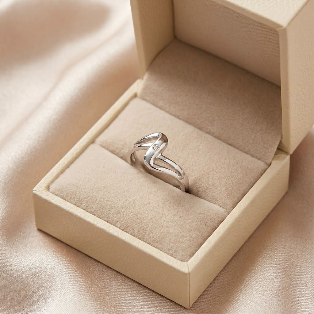 Silver Diamond Wave Ring