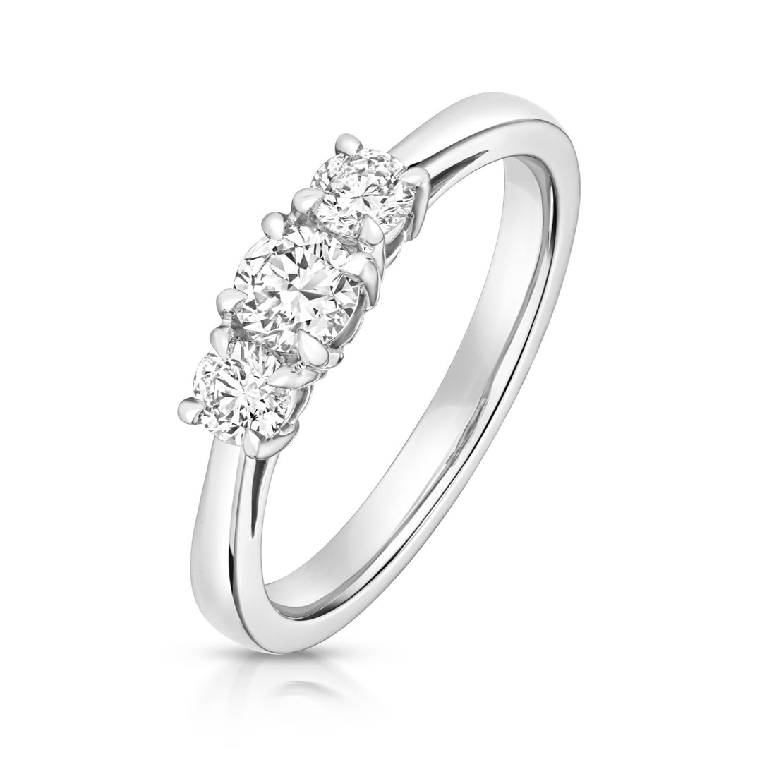 Silver Lab Diamond 3 Stone Engagement Ring