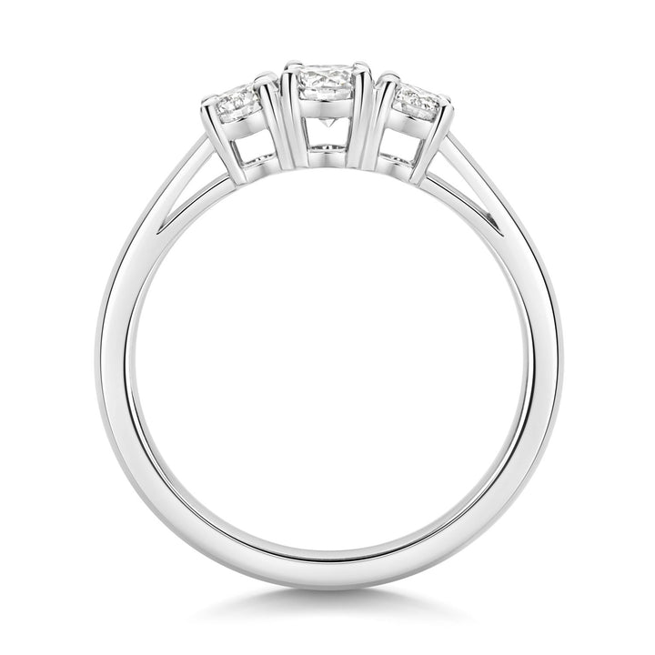 Silver Lab Diamond 3 Stone Engagement Ring