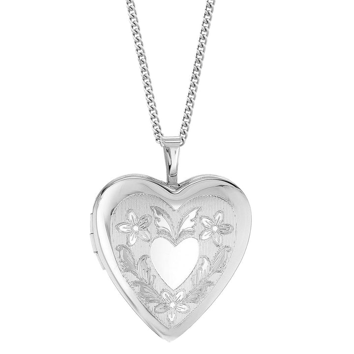 Silver Flower & Wings Heart Locket